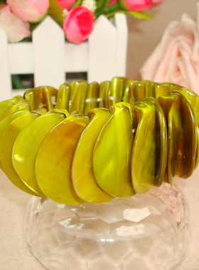 欧美风原单批发黄绿色贝壳手镯