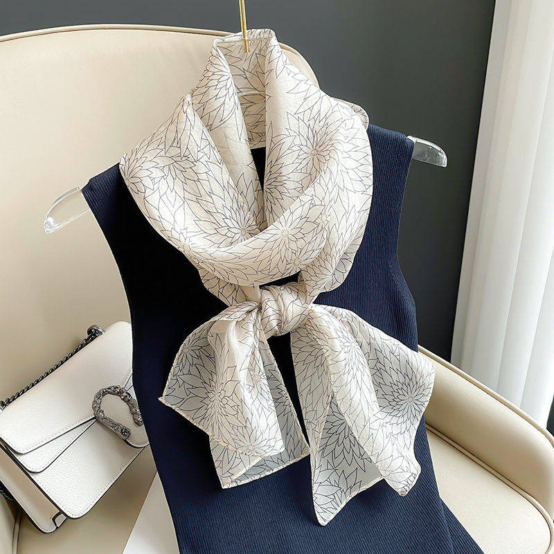 真丝丝巾女士2026新款春季小长条围巾高级感纱巾薄款护颈巾夏春天