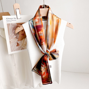 冬真丝围巾轻奢高级感杭州高端搭配衬衫 丝巾小长条女2025新款 秋季