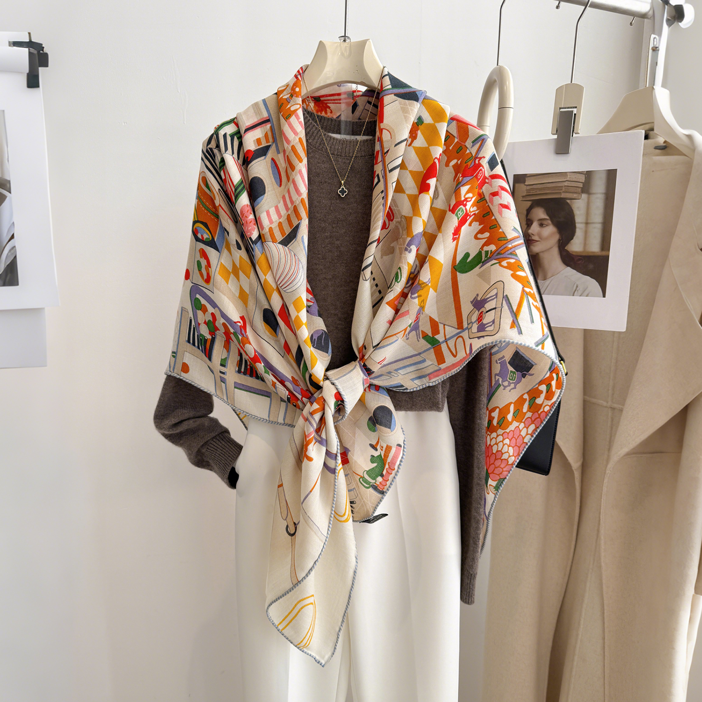 真丝羊毛丝巾女2025新款秋季冬羊绒大披肩外搭高端高级感春秋薄款