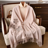 羊毛围巾女士2026新款 大披肩高端大气上档次旗袍斗篷高级感新中式