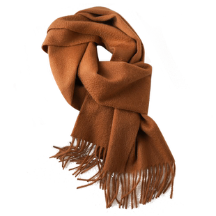 纯山羊绒围巾秋冬季 100轻奢高级感小女士高端大气上档次米驼色白