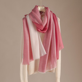 红粉色纯羊毛围巾女士秋冬季 高级感妈妈高端 100羊绒丝巾轻薄款