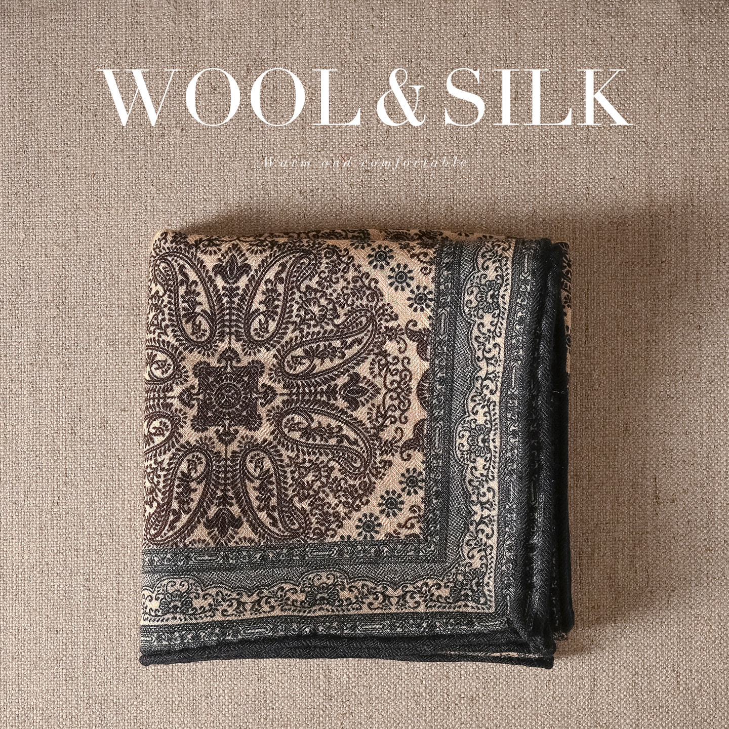 丝巾女士秋冬季真丝羊毛围巾护颈羊绒系脖轻奢大牌高级感薄款高端