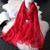红色丝巾围巾女士真丝妈妈2026马本命年披肩薄款新年过年礼物高端