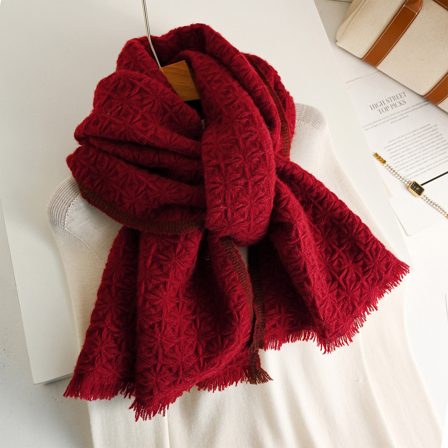 红色纯羊毛围巾100冬季羊绒2026马本命年礼物女士新年高端高级感,服饰配件/皮带/帽子/围巾,围巾/丝巾/披肩,淘宝优惠券,粉丝福利购,淘宝优惠卷