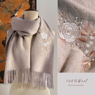 羊毛围巾羊绒送妈妈中老年人奶奶长辈女士冬季生日的母亲礼物实用