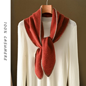 红色纯山羊绒围巾女士冬季 100三角小披肩丝巾薄款 高端大气上档次