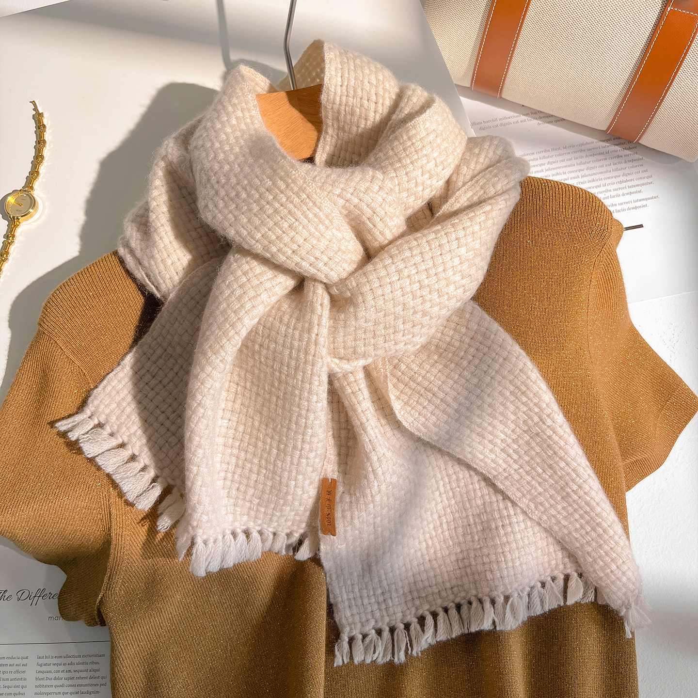 100纯山羊绒围巾女款2025新款秋冬季高级感围脖护颈高端女士大牌