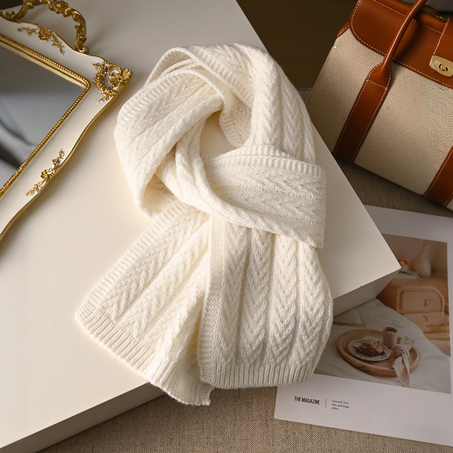 白色针织纯羊毛围巾秋冬季女士100羊绒小围脖高级感高端配大衣的,服饰配件/皮带/帽子/围巾,围巾/丝巾/披肩,淘宝优惠券,粉丝福利购,淘宝优惠卷