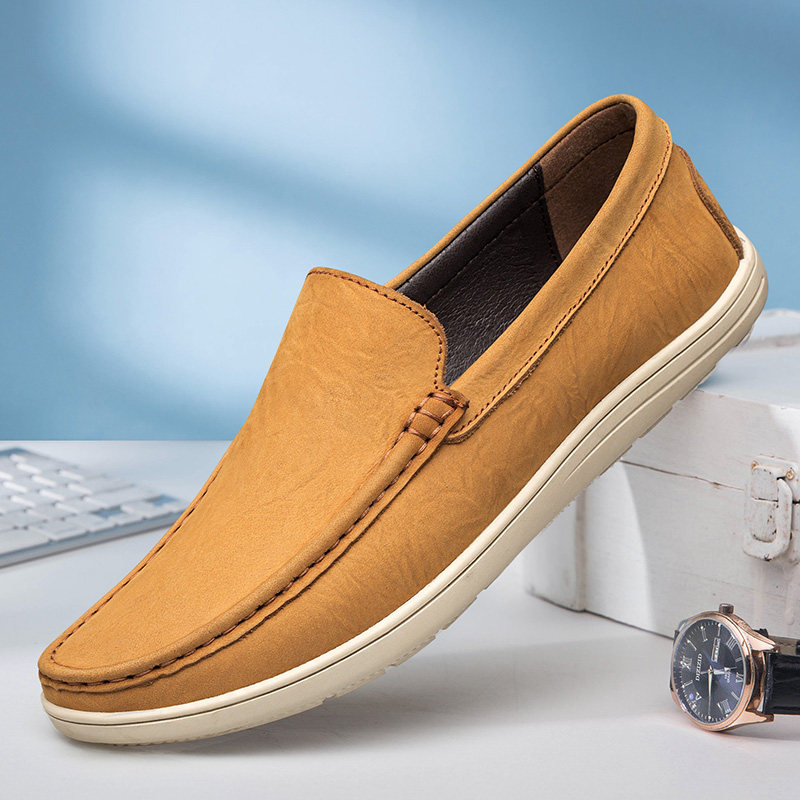 2026春季小码大码休闲风豆豆鞋男真皮透气一脚蹬软底乐福鞋懒人鞋,流行男鞋,乐福鞋（豆豆鞋）,淘宝优惠券,粉丝福利购,淘宝优惠卷