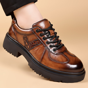皮鞋 真皮英伦风商务百搭圆头复古四季 2025秋新款 男士 子 款 厚底男鞋