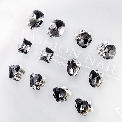 网红爆款K9钻石黑成品美甲堆钻