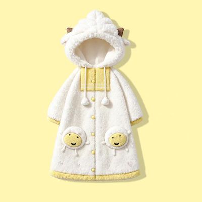 可爱懒羊羊加厚保连帽暖睡袍女