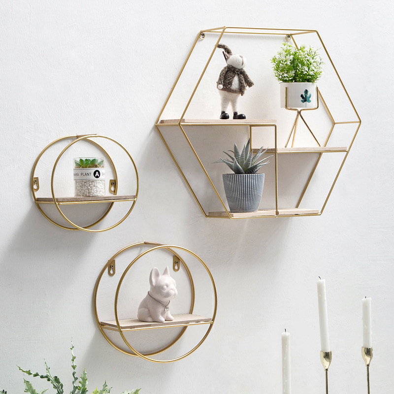 Northern Europe ins Decorative frame Tea shop Restaurant originality metope wall Hexagon Geometry Iron art Shelf Wall hangingin the Home accessories , Decorative frame/Decorative shelf  category - from Buy2taobao.com to provide professional Taobao agent buy service