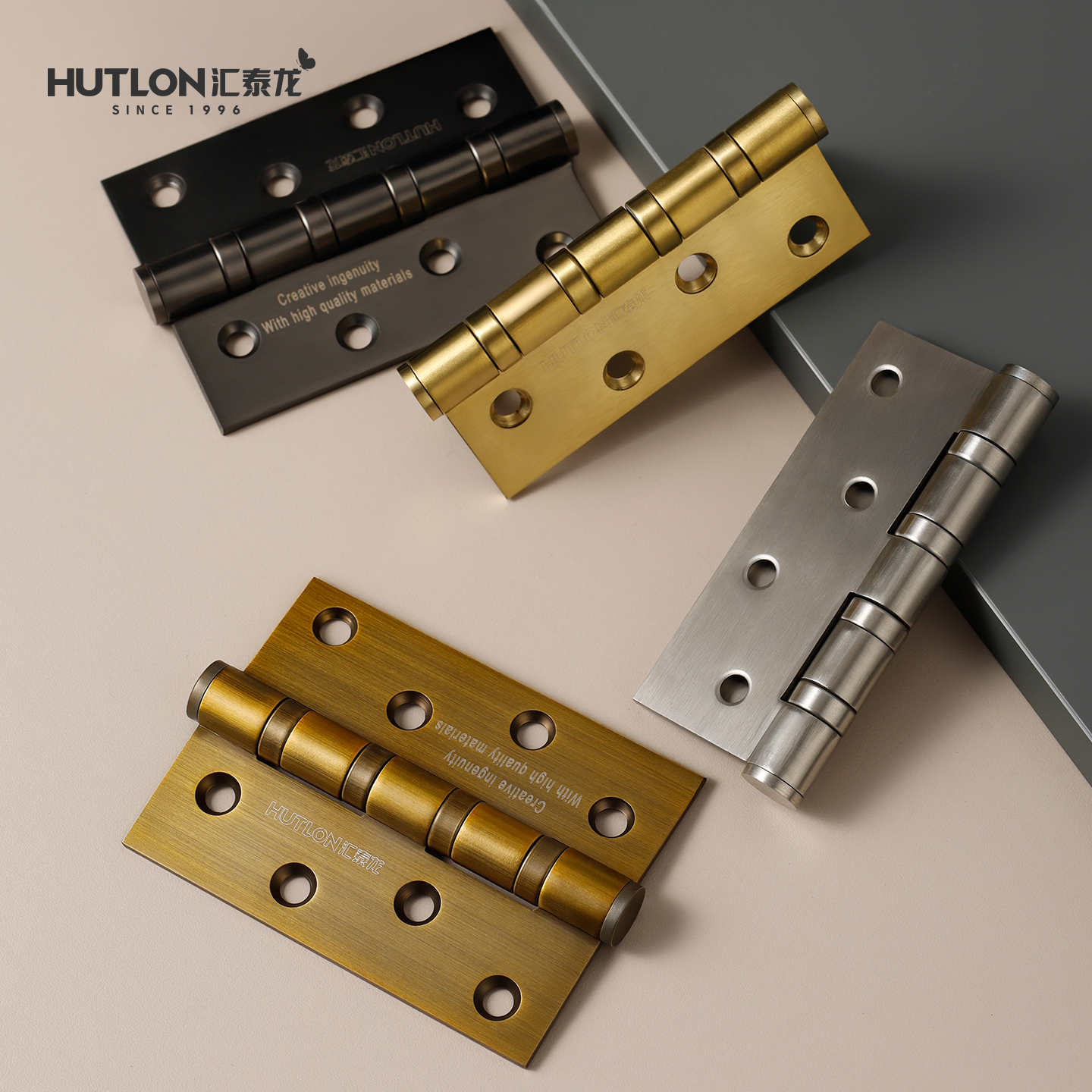 汇泰龙平开黑色静音房木门合页