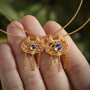 阿林的饰界手工原创花丝月光石项链