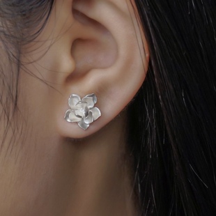 阿林的饰界原创茉莉花耳钉999纯银