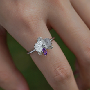 阿林的饰界原创蝴蝶蓝戒指紫水晶开口调节