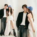 街拍婚纱摄影外景前短后长拖尾礼服 时尚 影楼新款 拍照旅拍主题服装