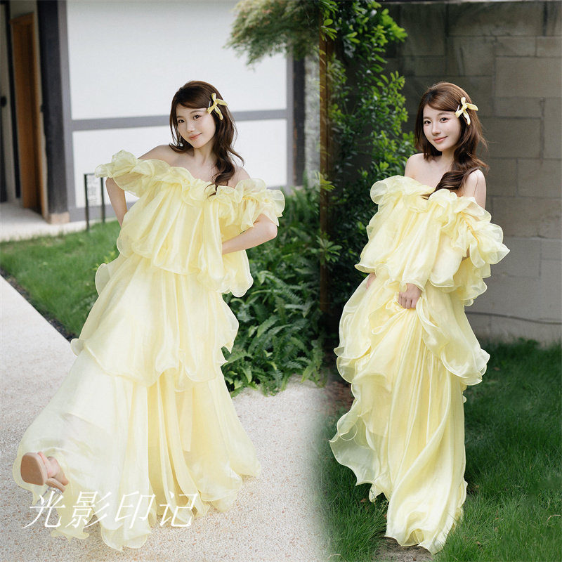 影楼新款甜美森系彩纱花仙子礼服