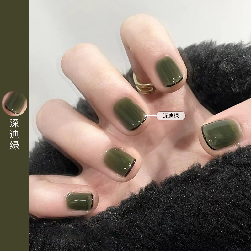 牛油果绿指甲油胶网红春夏显白青草绿光疗胶墨绿色黄绿美甲甲油胶