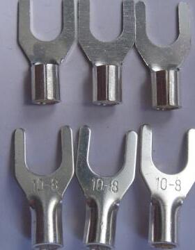 HS包邮UT10-8冷压接线端子接线端头叉形裸端头镀银1000只0.9厚