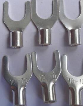 HS包邮UT10-10冷压接线端子接线端头叉形裸端头镀银500只0.9厚