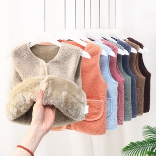 春秋冬款 羊羔绒马甲背心婴儿男女童宝宝保暖外穿a类加绒 儿童新款