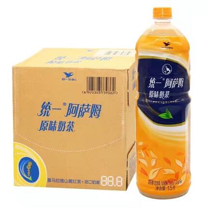 统一阿萨姆奶茶原味1.5L*6瓶茶饮料聚会饮品整箱