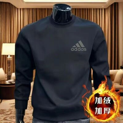 2025秋冬加绒潮牌新款圆领卫衣男