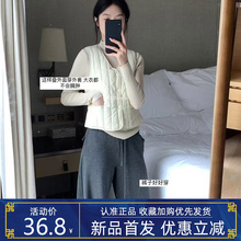METWO三明治保暖马甲女2026秋冬新款加绒加厚无袖背心开衫2204#