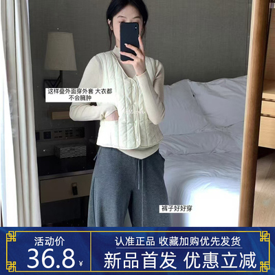 METWO三明治保暖马甲女加绒加厚