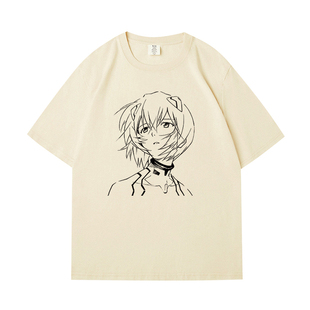 EVA福音战士联名短袖T恤日系复古绫波丽手绘原画痛衣服棉宽松半袖