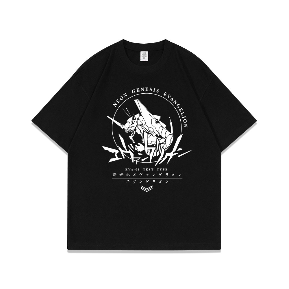 日系复古动漫EVA福音战士初号机短袖t恤夏季男纯棉重磅半袖衣服潮