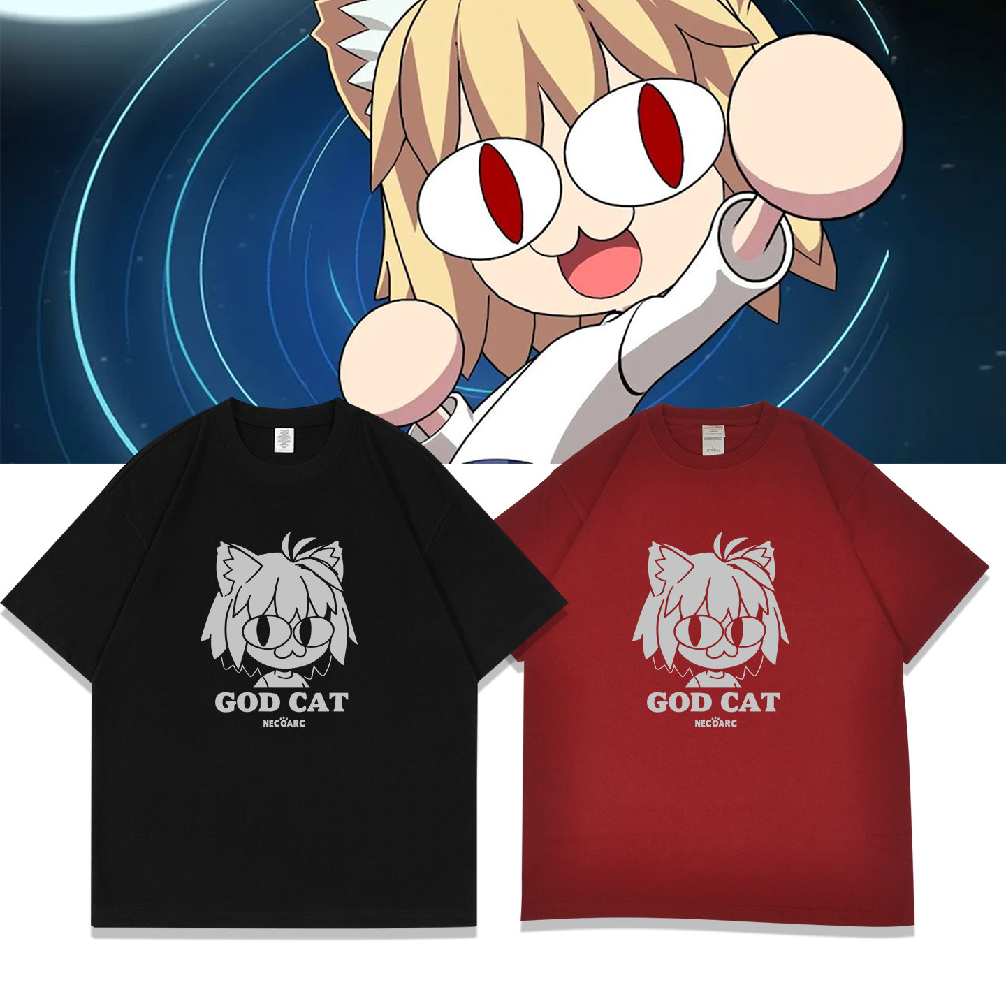 日系动漫月姬爱尔奎特猫姬短袖t恤夏季男女纯棉重磅半袖上衣服潮