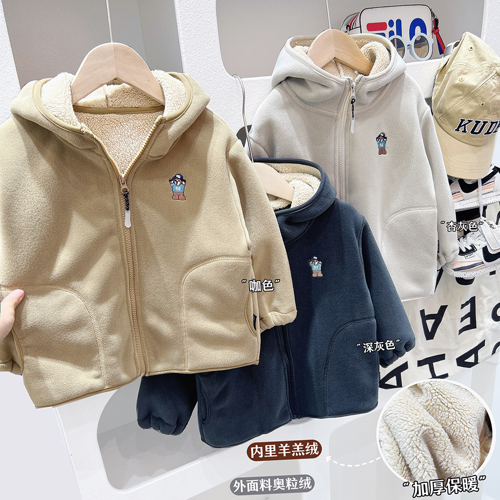 连帽羊羔绒秋冬季加厚棉服外套
