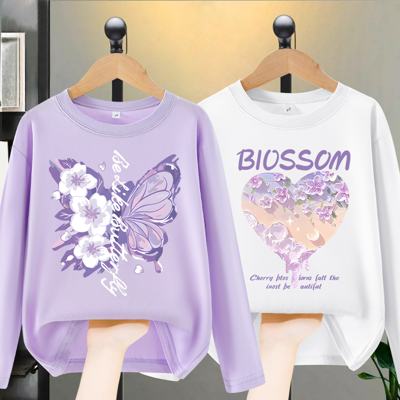 女孩纯棉打底衫宽松时尚印花