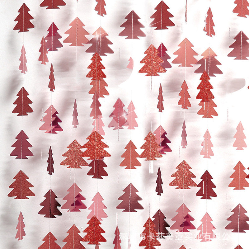 k新款圣诞节装饰品 家居店铺布置迷你圣诞树拉旗挂饰拉花纸串4米