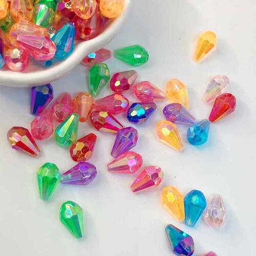 13mm*8mmAB彩仿水晶水滴吊坠串珠亚克力diy手工门帘珠帘隔断散珠