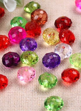 12mm车轮珠串珠手工diy编织珠子亚克力透明彩色红色白色蓝色散珠