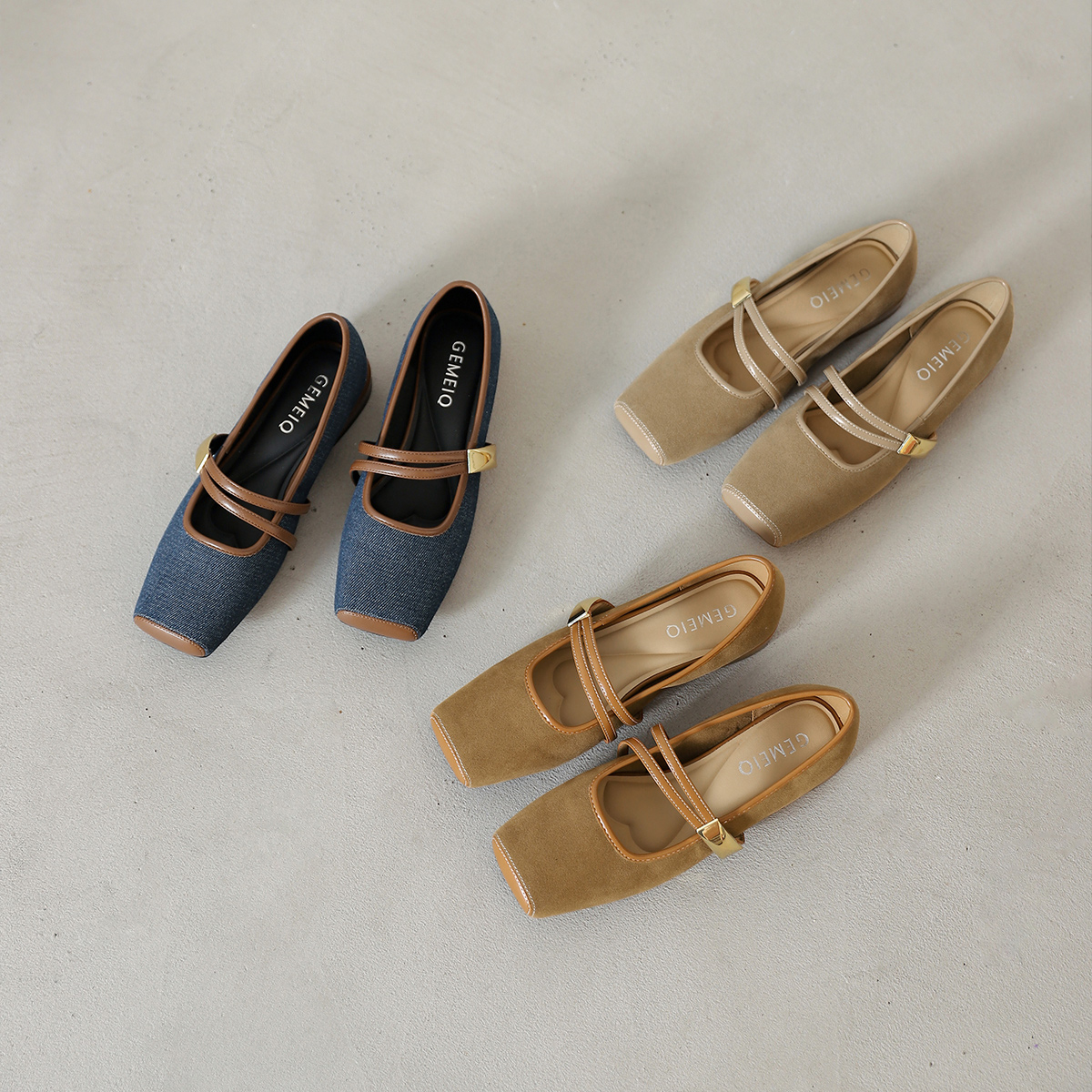 戈美其方跟日系金属单鞋