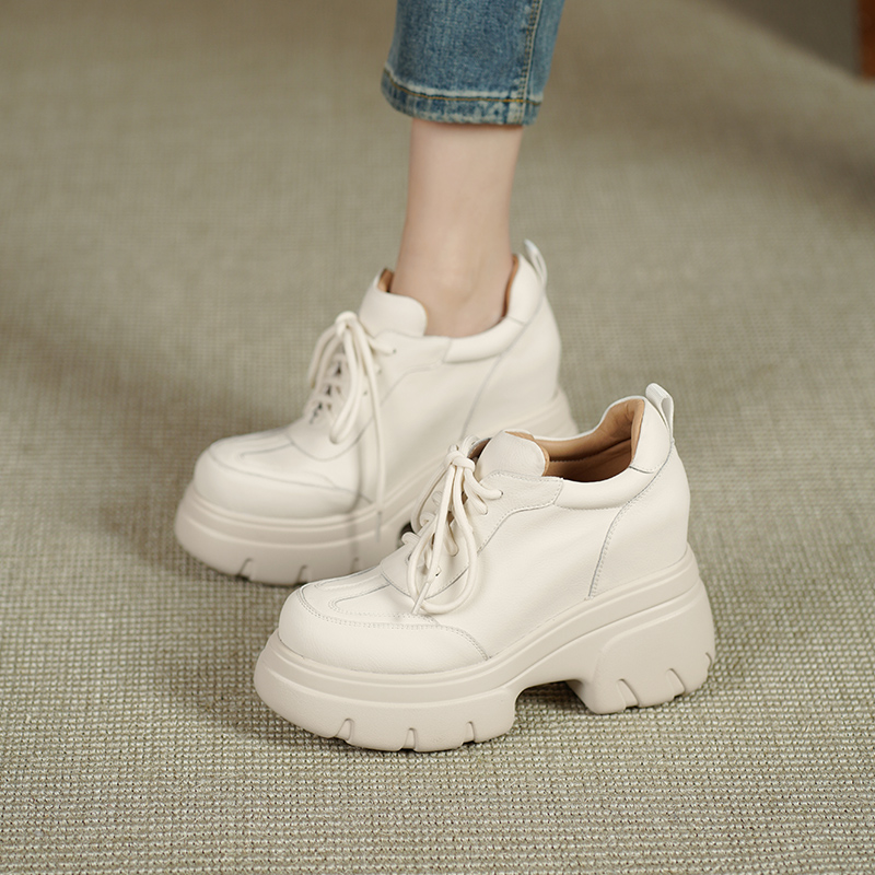 11CM真皮厚底坡跟休闲松糕鞋