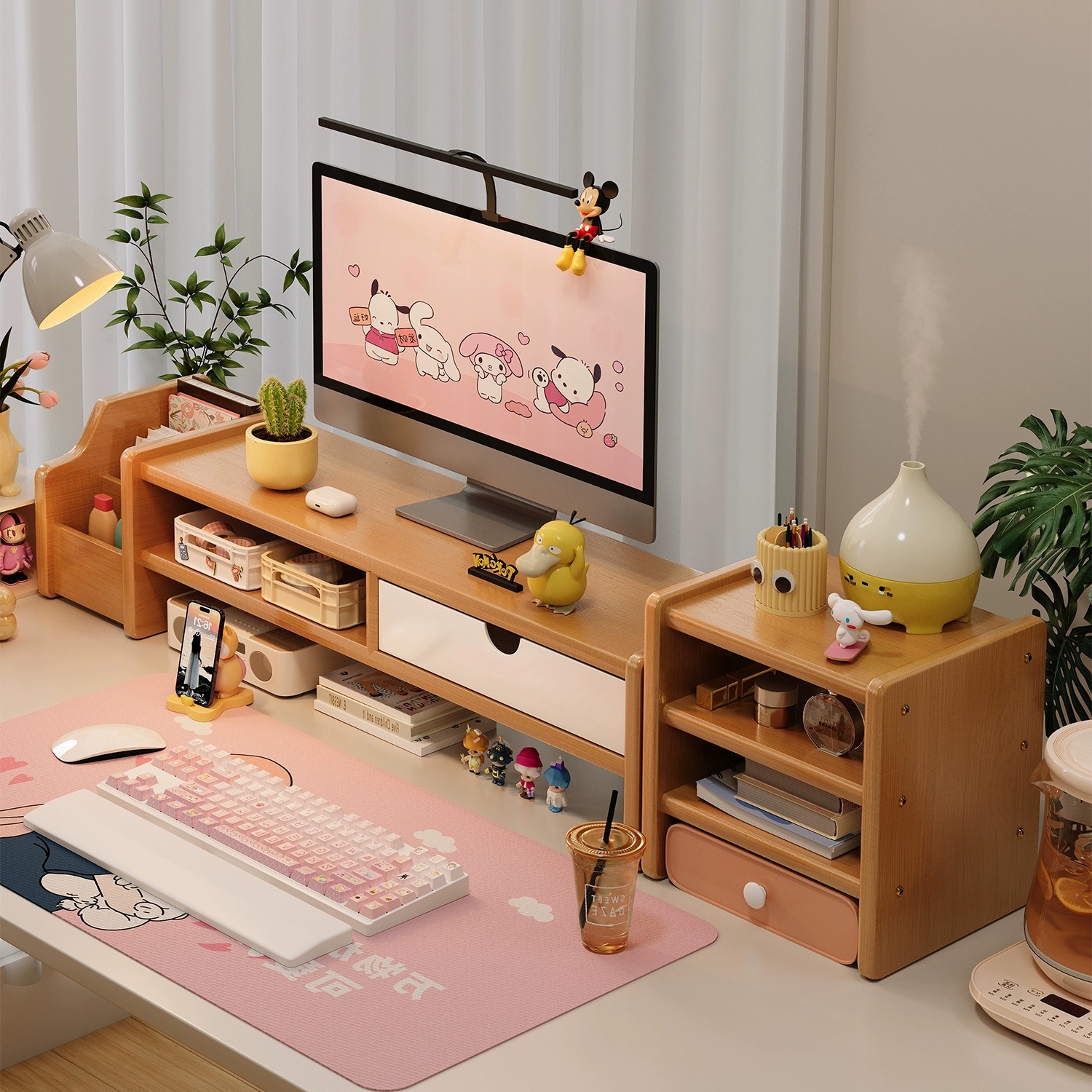 台式电脑增高架显示器垫高架桌面笔记本支撑架大容量收纳置物架子