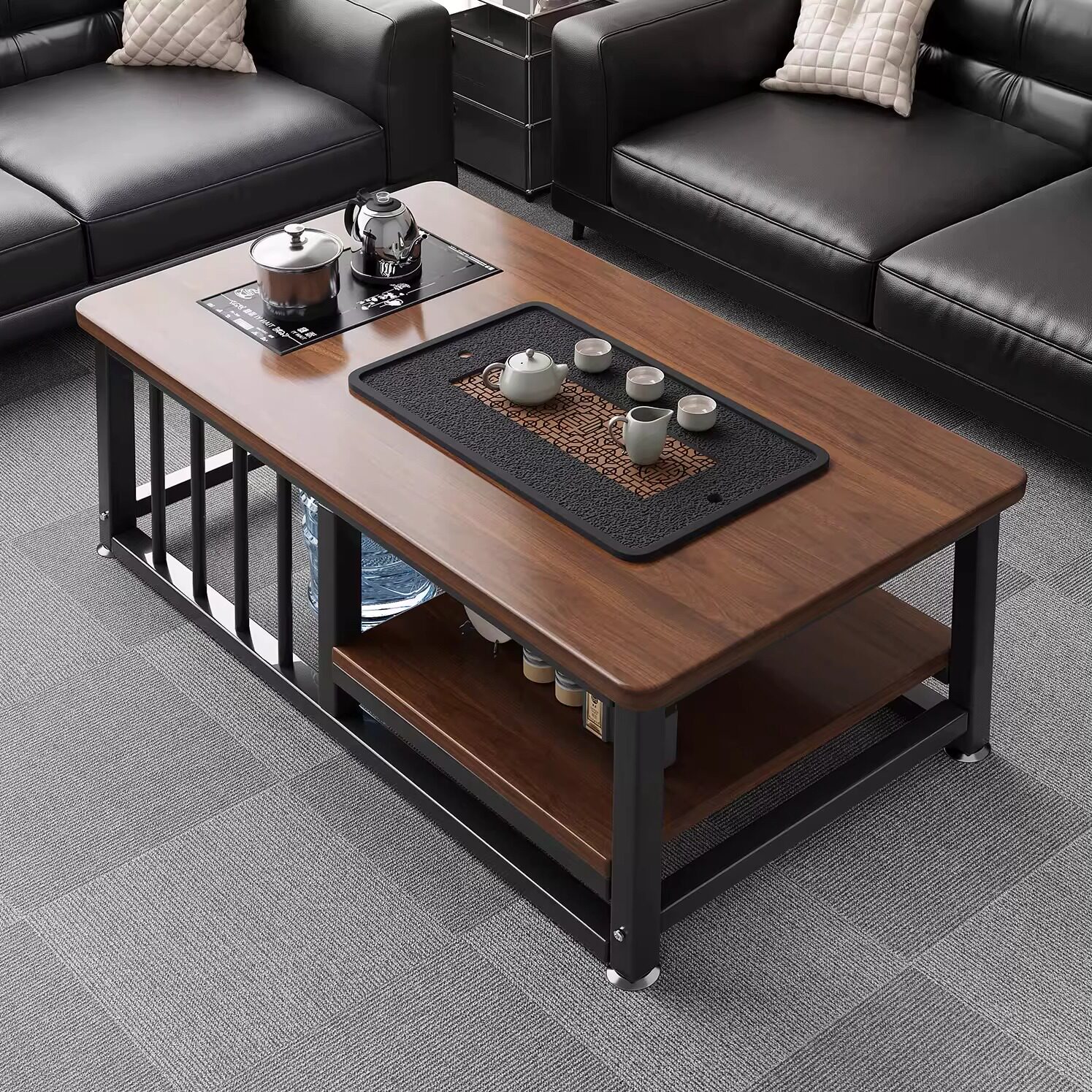 茶几客厅家用简约办公室茶台小户型简易泡茶套装一体中古风茶桌