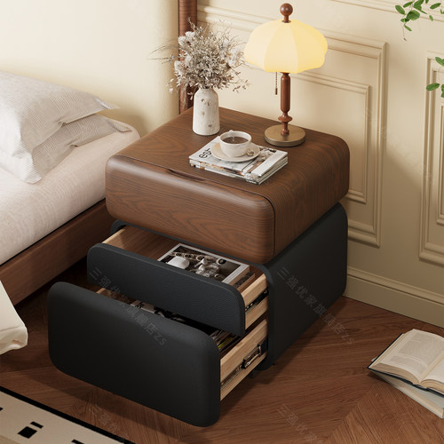 实木床头柜家用卧室2025新款带锁