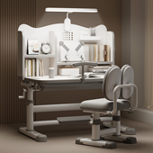 儿童学习桌书桌小学生家用桌子书桌学生课桌椅书柜一体组合升降