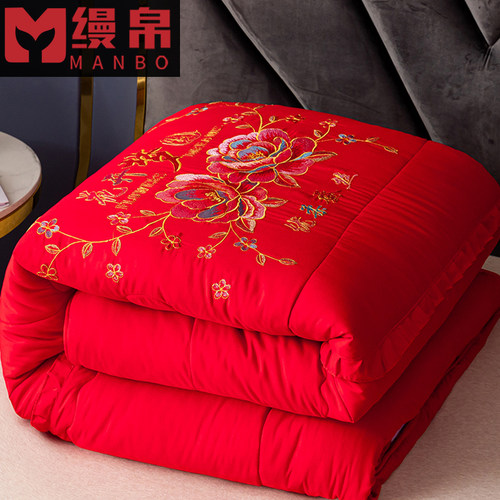 纯手工陪嫁红色婚加厚保暖被芯
