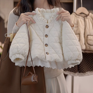 女童棉服套装冬装新款儿童森系保暖棉衣外套加绒阔腿裤两件套