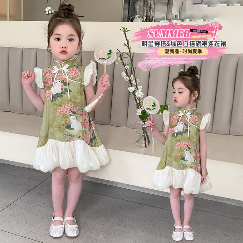 女童旗袍裙子夏季2025新款儿童洋气汉服夏装宝宝新中式改良连衣裙